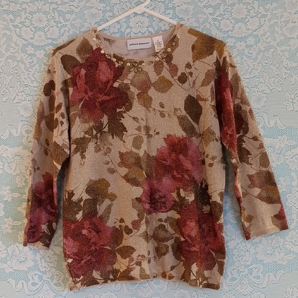 Alfred Dunner Dramatic Abstract Floral Shirt
